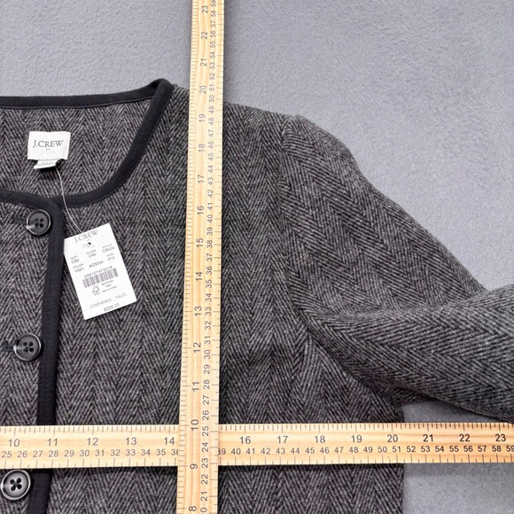J. Crew NWT Herringbone Cropped Blazer Jacket Heathered Grey Size 12P Career - Picture 7 of 11